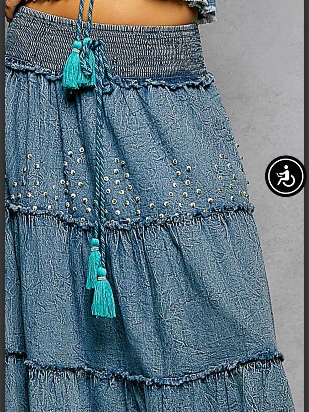 POL Tiered denim maxi skirt - Picture 6 of 7